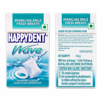 HAPPYDENT WAVE PEPPERMINT FLAVOUR LIQUID FILLED CHEWING GUM - 14.3g